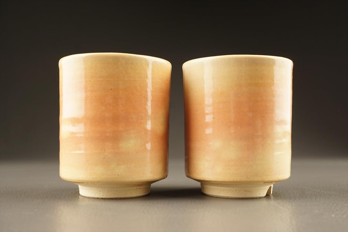 Amazon.co.jp: 十二代田原陶兵衛萩焼湯呑一対j93在銘共箱古美術