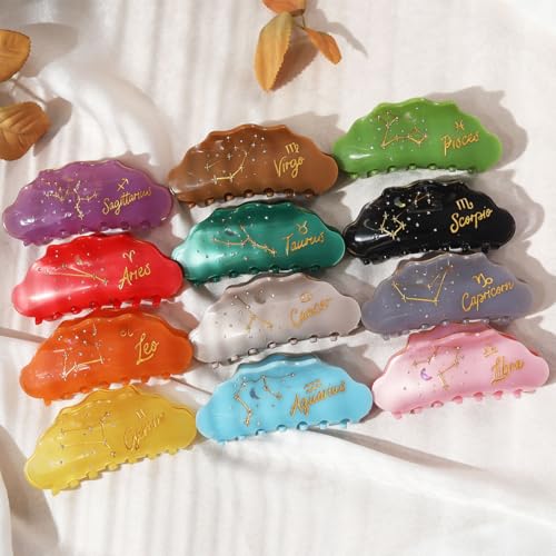 Capricornus Acetate Hair Claw, Marble Pattern Personalized Acetate Hair Clip for Women Gift 1 Piece