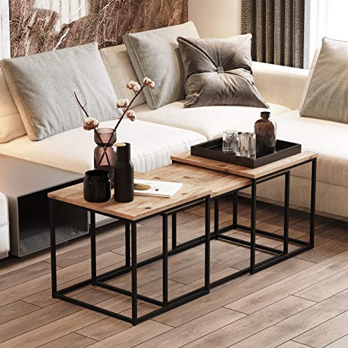 Beistelltisch,Kaffeetisch,Sofatisch,Tisch Set,3 er Set Couchtisch/tische,3 teilig Satztisch,Industrie Design,Vintage Look VG9-A