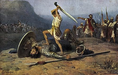 Tableau Toile David et Goliath Peinture Décorative Murale Affiche d'Art Bible 60x90cm