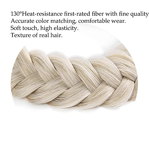 TOECWEGR Extensions Headband Hair Band Braided Classic Chunky Wide Plaited Wedding Fluffy Braids Wig Women Girl Beauty Accessory (Creamy) - Image 3