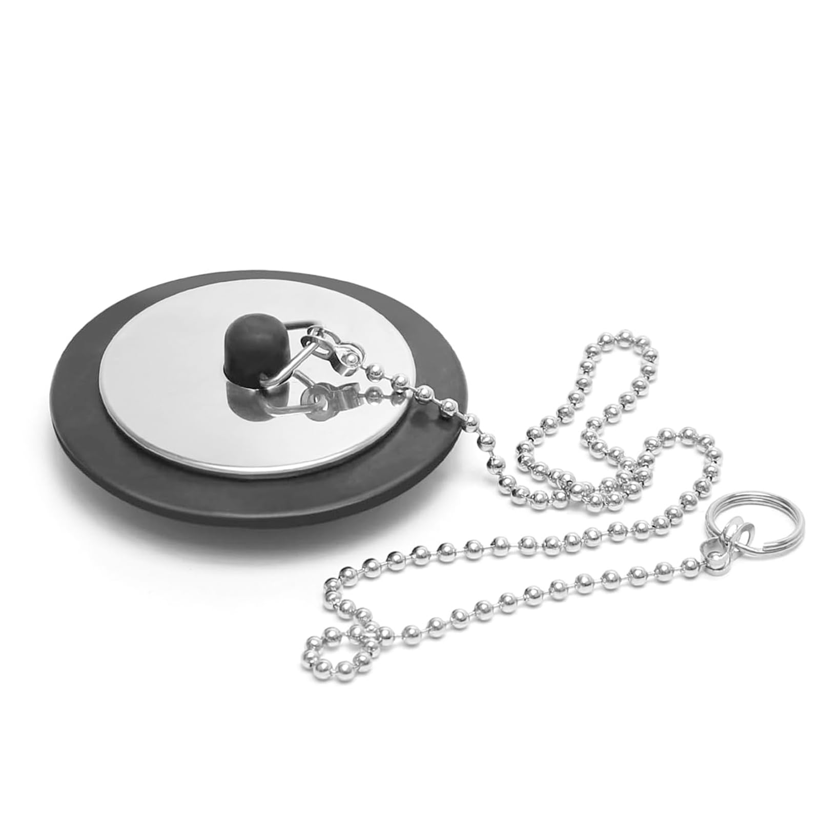 Universal Bath Plug with Chain, Bath Plug Replacement, Bathroom Sink Plug Replacement, Drain Stopper for Bathroom and Kitchen, 42 mm to 45 mm