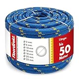 Floordirekt Polypropylen Seil K2 – 10mm 10m blau-gelb, UV-beständig & wetterfest – strapazierfähiges PP-Seil für Garten, Camping, Boot & Landwirtschaft