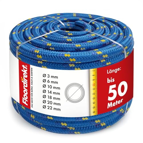 Floordirekt Polypropylen Seil K2 – 14mm 30m blau-gelb, UV-beständig & wetterfest – strapazierfähiges PP-Seil für Garten, Camping, Boot & Landwirtschaft Floordirekt Polypropylen Seil K2 – 14mm 30m blau-gelb, UV-beständig & wetterfest – strapazierfähiges PP-Seil für Garten, Camping, Boot & Landwirtschaft