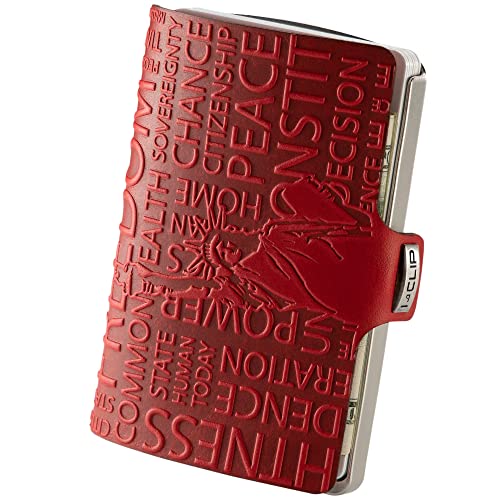 Image of I-CLIP Heritage Steel Blasted Liberty Desert, Wallet, Card Holder, Slim Wallet, Smart Wallet, Stainless Steel, Red, Sleek