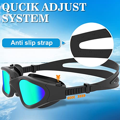 Win.max Polarized Swimming Goggles Swim Goggles Anti Fog Anti Uv No Leakage Clear Vision For Men Women Adults Teenagers (All Black/Golden Polarized Mirrored Lens) #TOP4