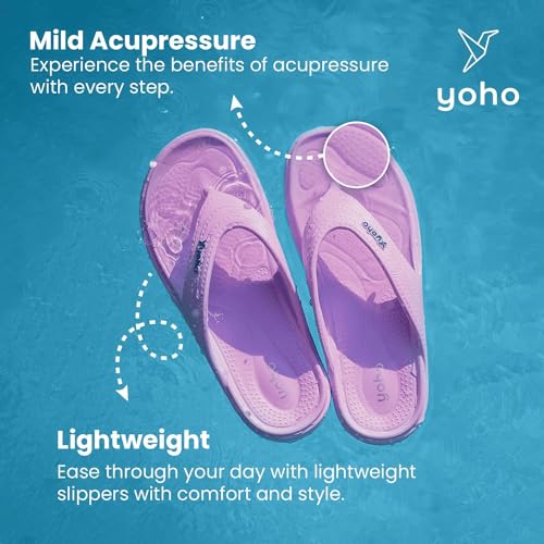 Image of YOHO Drizzle Soft Slippers for Women, Mild Acupressure, Lightweight, Anti Skid & Slip, Diabetic Footwear for Woman, Home Wear Bathroom Chappal for ladies | Waterproof Monsoon & Rainy Footwear