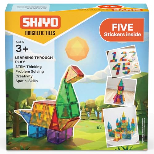 Image of SHIYO Magnetic Tiles for Kids | Educational Magnetic Building Blocks for Kids 3 4 5 6 7 8 Years | Magnetic Toys for STEM Learning | Brain Development Game Set for Toddlers Boys Girls (32 Pieces)