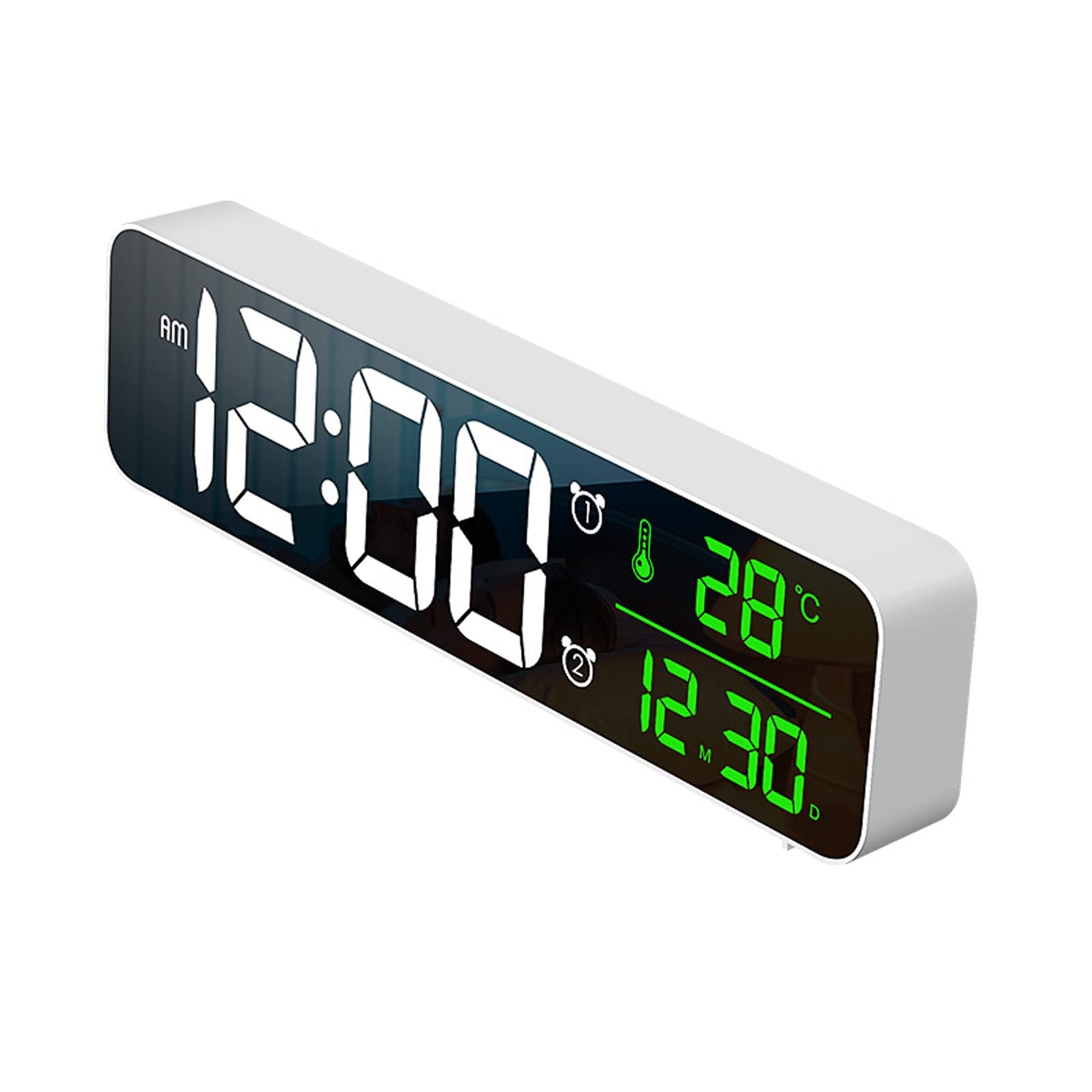 BMKGODN alarm clock， USB/Battery Operated Brightness Dimmer,Temperature Detect for Bedroom,Bedside,Desk(White)