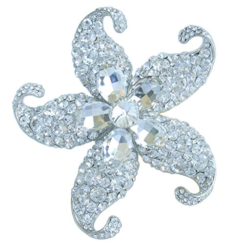 Image of Charming 3.15 inch Austrian Crystal Starfish Brooch Pin Pendant Wedding Prom BZ4824