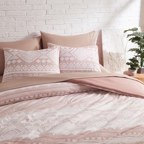 Geniospin Queen Comforter Set - 7 Pieces Reversible Bedding Set, Boho Bed in A Bag, Lightweight Soft Aztec Bedding, All Season Bed Comforter Set with Sheets, Pillowcases & Shams