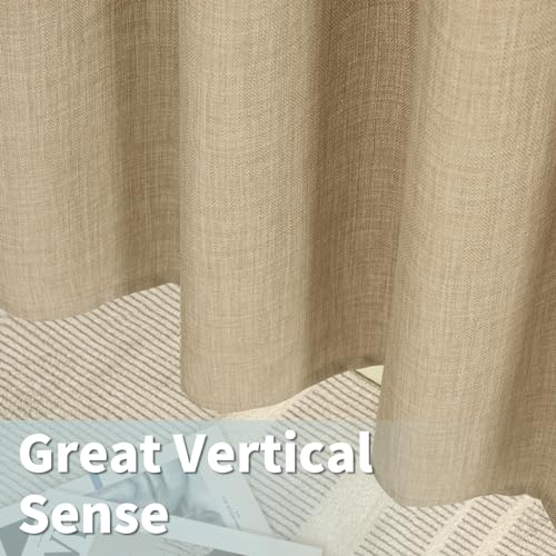 Image of LAMIT Extra Long Linen Curtains 108 Inches Long 2 Panels Set, Bedroom Faux Linen Textured Light Filtering Privacy Drapes Burlap Panels for Farmhouse /Living Room, 52 x 108 Inch, Natural Tan