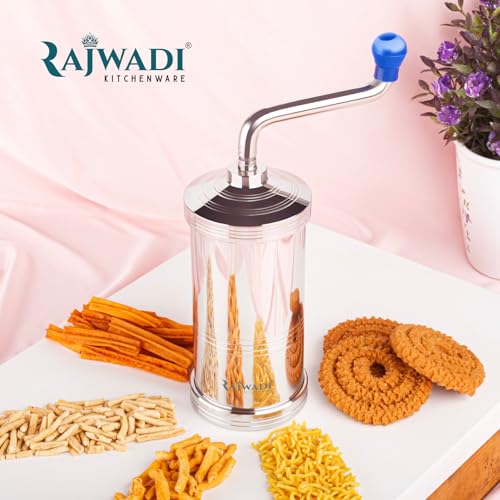 Image of Rajwadi Stainless Steel Sev Sancha Machine /sevga /Muruku Maker with 6 Jali, Kitchen Tools of Namkeen and Snacks Maker (Deluxe)