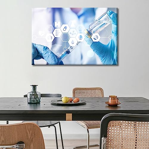 Image of TUMOVO Wall Decor Clinical Laboratory Artwork Wall Art Home Decor Medical Examination Wall Decor for Living Room 1 Pieces Laboratory Contemporary Home Decor Framed Ready to Hang, 24 inch Wx36 H