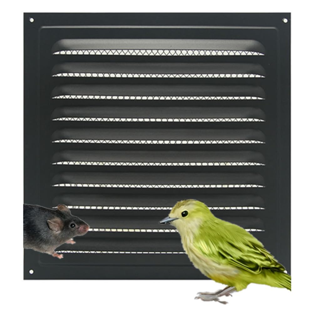 Rejilla de ventilación cuadrada de metal con pantalla de insectos integrada para mejoras del hogar, cubierta de conducto de ventilación de 25 x 25 cm