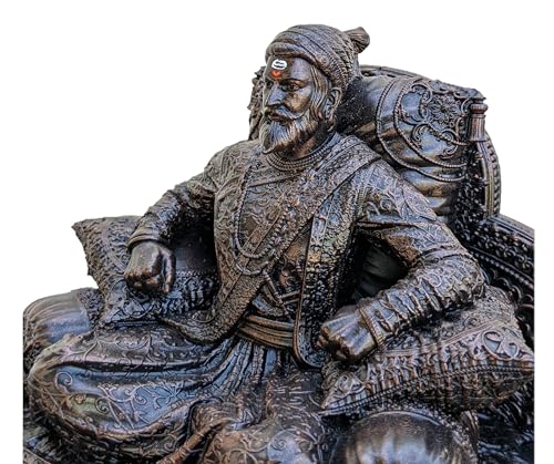 Image of Chatrapati Shivaji Maharaj Rajeshahi Statue for Car Dashboard and Home (Copper Color) (6 inch)