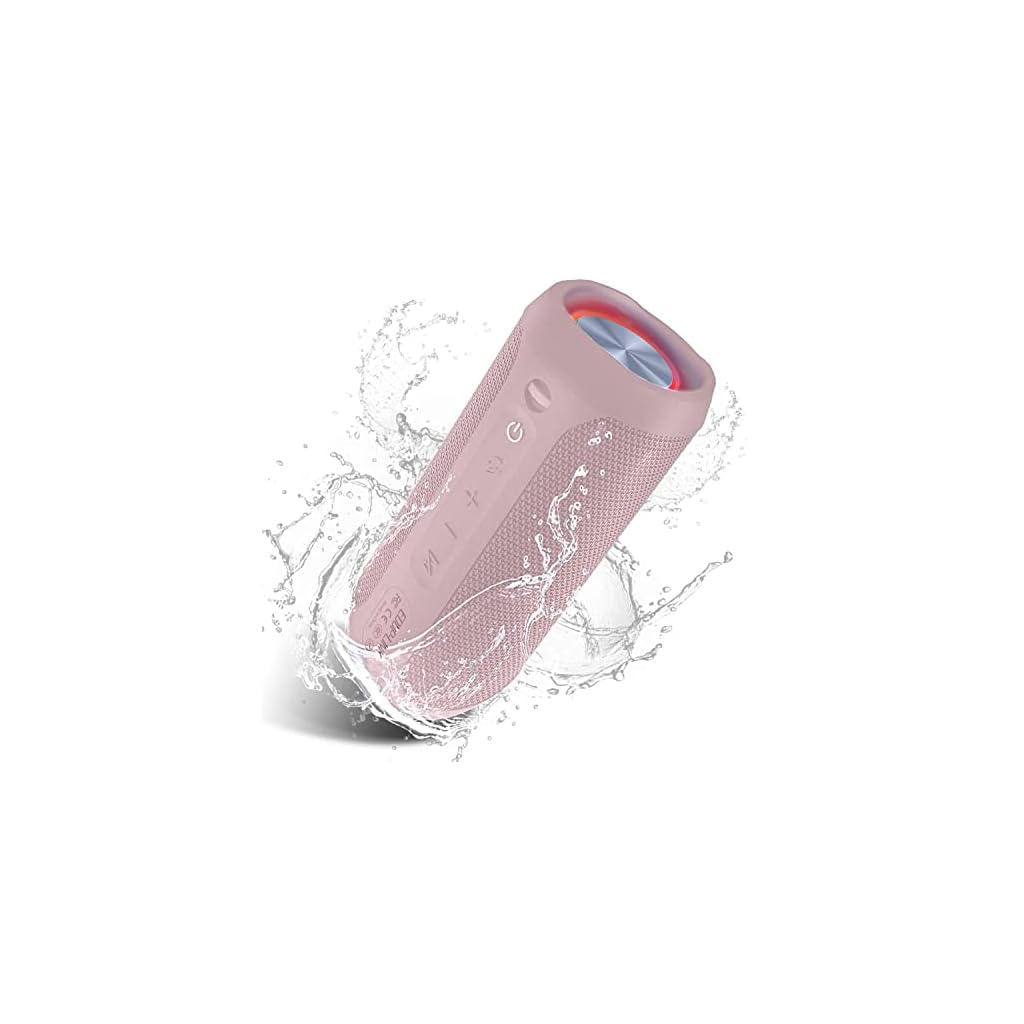 EDUPLINK-Portable-Bluetooth-Speaker-20W-Output-3600mAh-Battery-with-Extended-Playtime-Waterproof-IPX7-TWS-Pairing-RGB-LED-Lights-TF-Card-Slot-Pink