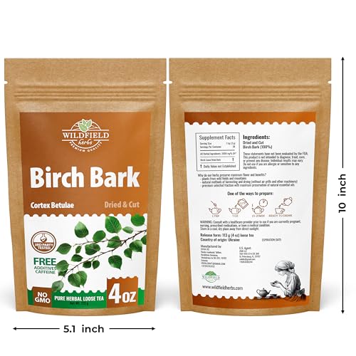 Image of 4 oz. Birch Bark Herbal Tea (Betulae Gemmae) - 113g Dried Birch Bark Herb Tea Corteza de Abedul