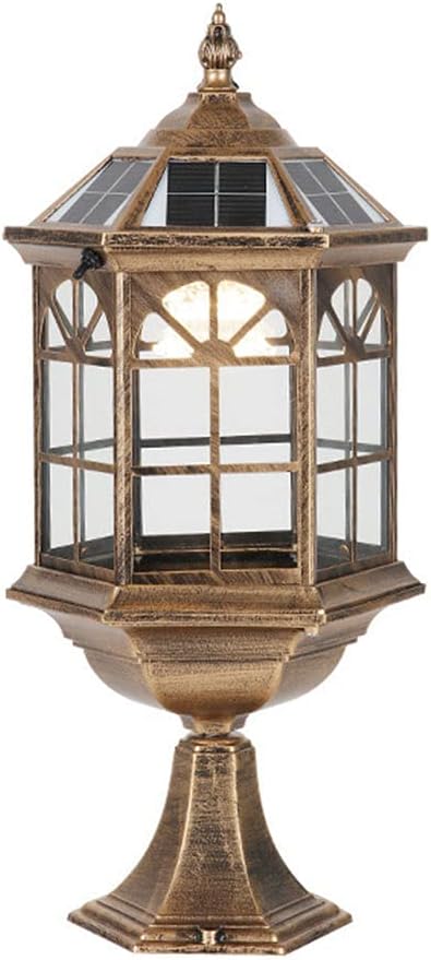 RCIDOS Vintage Landscape Lamp, Waterproof Column Lamp European Style Outdoor Lawn Garden Pillar Head Light aluminum Rust-Proof Street With Glass Lighting Fixtures for Driveway, Backyard, Patio, Garden