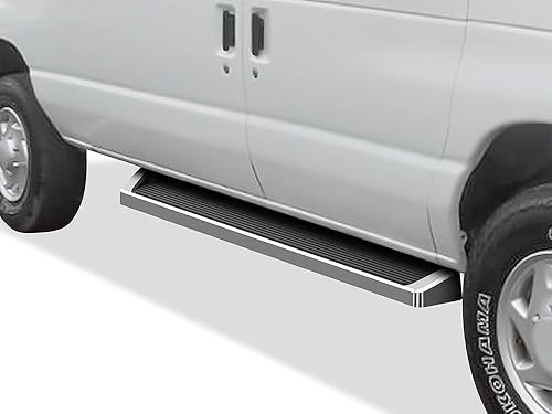 APS iBoard - Estribos de 6 pulgadas, color plateado, compatibles con Ford Econoline 1999-2014, tamaño completo, 3 puertas (barras nerf laterales