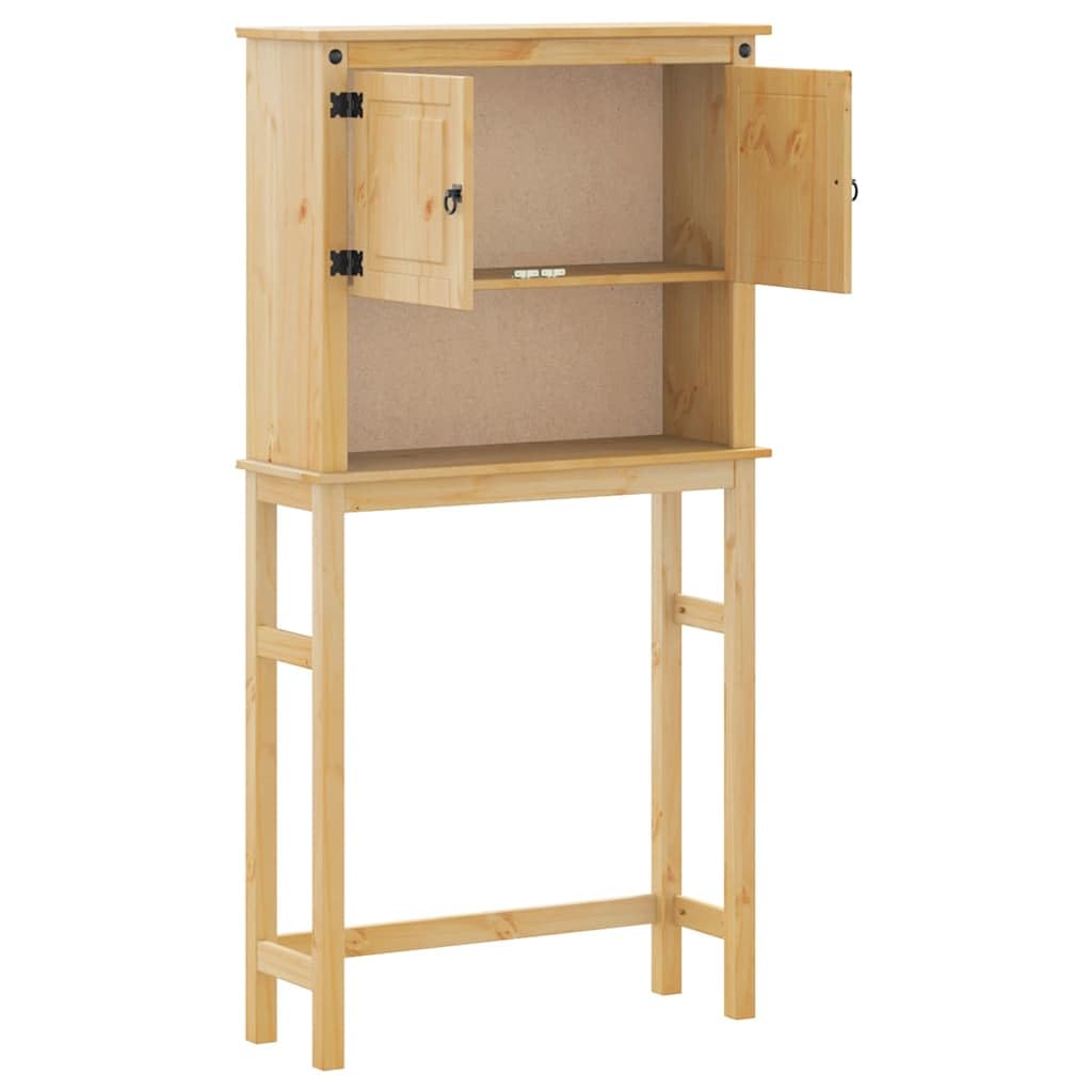 SYDE Mobile per lavatrice in legno di pino, mobile da bagno | 1 ripiano aperto, 2 scomparti, maniglie in metallo, sopra lavatrice o WC