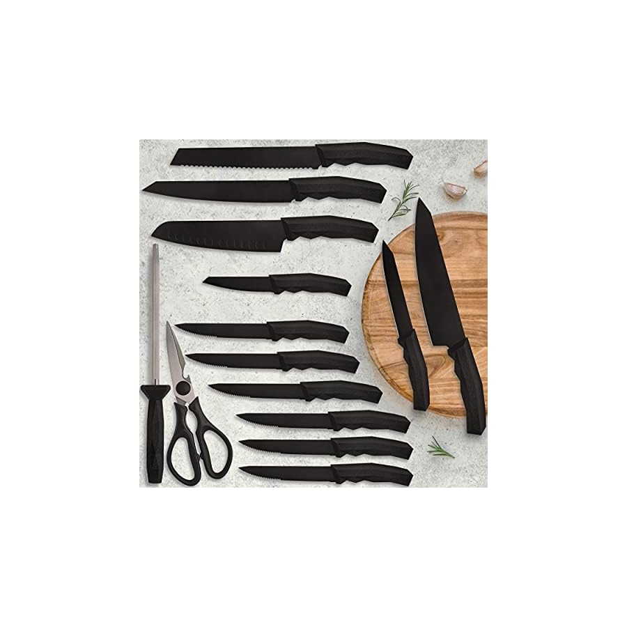 15-Piece-Knife-Sets-for-Kitchen-with-Block-Black-Knife-Sets-with-Block-Full-Tang-High-Carbon-Stainless-Steel-Blades-Heavy-Duty-Handles-Knife-Block-Set-Kitchen-Essentials-Chef-Knife-Set-by-DFACKTO 15 Piece Knife Sets for Kitchen with Block, Black Knife Sets with Block, Full-Tang High-Carbon Stainless-Steel Blades, Heavy Duty Handles, Knife Block Set, Kitchen Essentials Chef Knife Set by DFACKTO