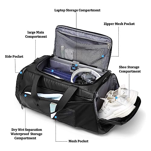 Gym Duffle Bag Waterproof Sports Travel Weekender Bag Sports Travel Bags with Shoes Compartment Gym Duffle Bag for Men Women - Image 4