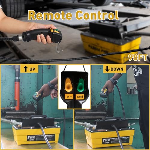 Image of 10,000 PSI Air Hydraulic Pump with 9.8 ft Remote Control, 2.3L Reservoir, NPT 3 /8 inch Oil Outlet, NPT 1 /4 inch Inlet, for Auto Body Frame Machines, Hydraulic Press