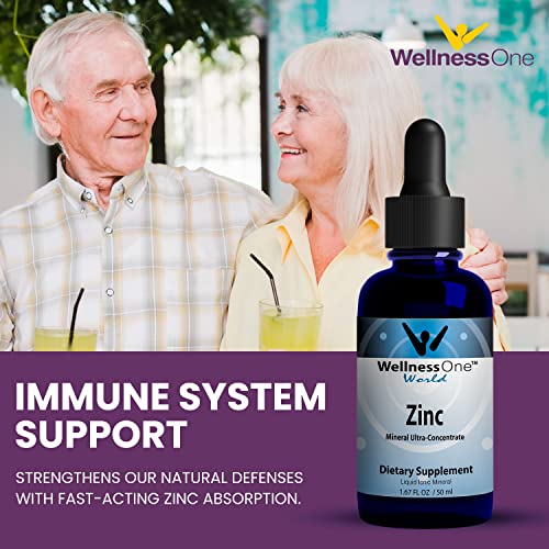 Wellnessone Ionic Zinc Liquid - Immune Support, Skin Care Zinc Supplements For Kids & Adult 100 Day Supply - 15 Mg Zinc Sulfate - Easy To Swallow Liquid Zinc Drops - 50 Ml 1.6 Fl Oz (2 Pack) #TOP3