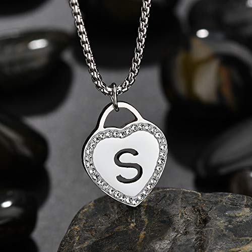 Vanstart LNECK190418-L19 Calis Women'S Silver Initial Necklace Stainless Steel Love Heart Tiny Letter Necklace Personalized Name Jewelry thumb #1
