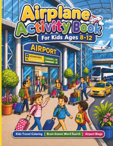 Airplane Activity Book For Kids Ages 8-12: Kids Travel Coloring | Brain Games Word Search | Airport Bingo image 2