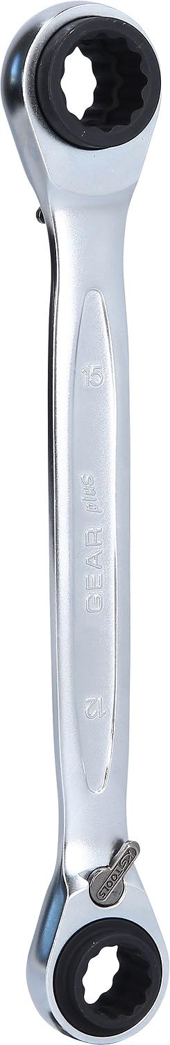 KS Tools 503.4543 4 in 1 GEARplus umschaltbar Doppel Ratschenringschlüssel, 12 x 13 x 14 x 15 mm