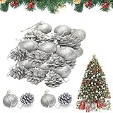 【Bola de cono de pino plateado】 -2 * Paquete de regalo de bolas de piña plateada mixta