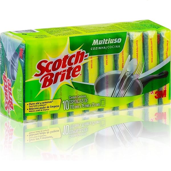 Scotch Brite, 3M, Esponja Multiuso, Pacote com 10 unidades
