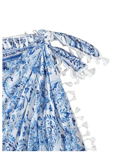 SHENHE Women's Paisley Print Beach Sarong Pareo Coverups Wrap Short Skirt with Tassels4