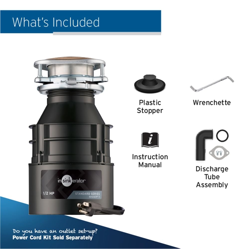 InSinkErator Badger 5 Garbage Disposal with Power Cord, Standard