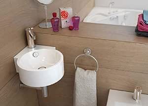 Art-of-Baan® Keramik-Eckwaschbecken I edles Waschbecken mit Lotus-Effekt I hochwertiges ...