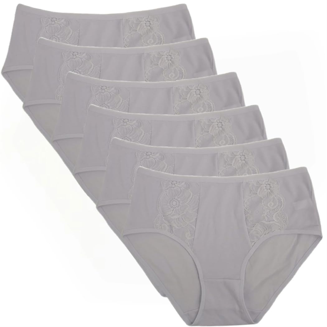 Mutandine da donna in cotone slip in pizzo a vita medio alta mutande in cotone tinta unita biancheria intima mutande 6 pezzi