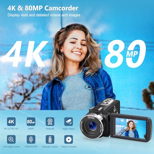 4K Video Camcorder with Microphone