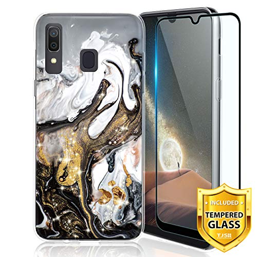TJS Case for Samsung Galaxy A20/Galaxy A30, with [Full Coverage Tempered Glass Screen