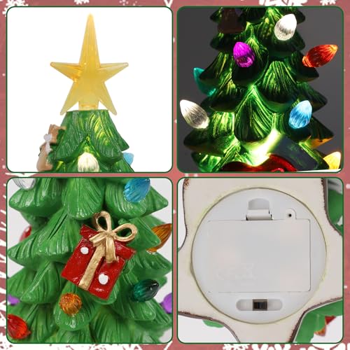 Dr.Dudu 2 Pack Christmas Tree Tabletop Decorations, Small Christmas Trees With Multi-Color Lights Resin Lighted Tree Figurine Battery Operated For Office Home Holiday Decoration thumb #4