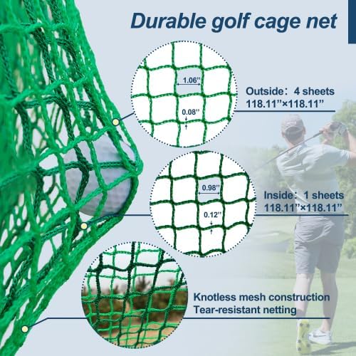 10X10X10FT Golf Practice Net Cage w/Metal Frame Hitting Net Kit Indoor Outdoor