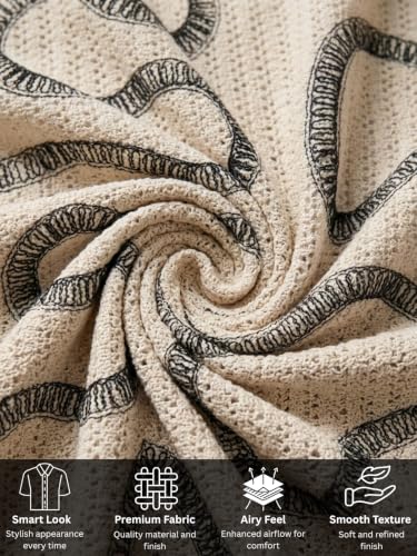 Image of GRECIILOOKS Men`s Shirt | Mens Casual Crochet Knitted | Half Sleeve Printed Crochet with Cuban Collar Shirt`s | Relaxed fit Textured & Stylish Premium Mens Shirt