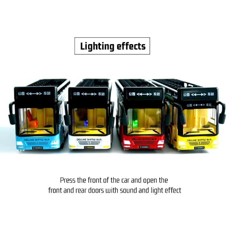 Image of DEOXY Tour Bus Toys for Kids Diecast Metal Bus Light & Music Open Door Collection Toys for Boy Kids (6019B Yellow)