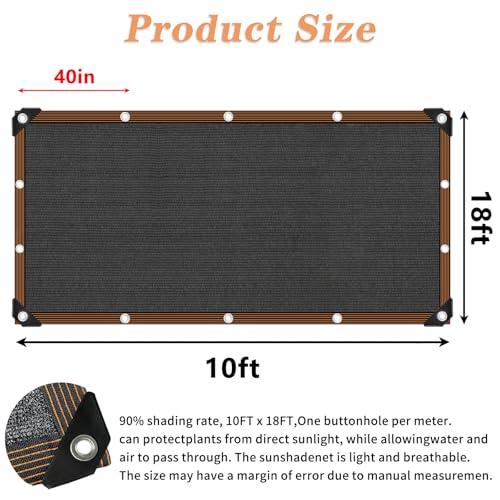 Bâche d'ombrage 90% en maille 3x5,5m avec œillets pour jardin