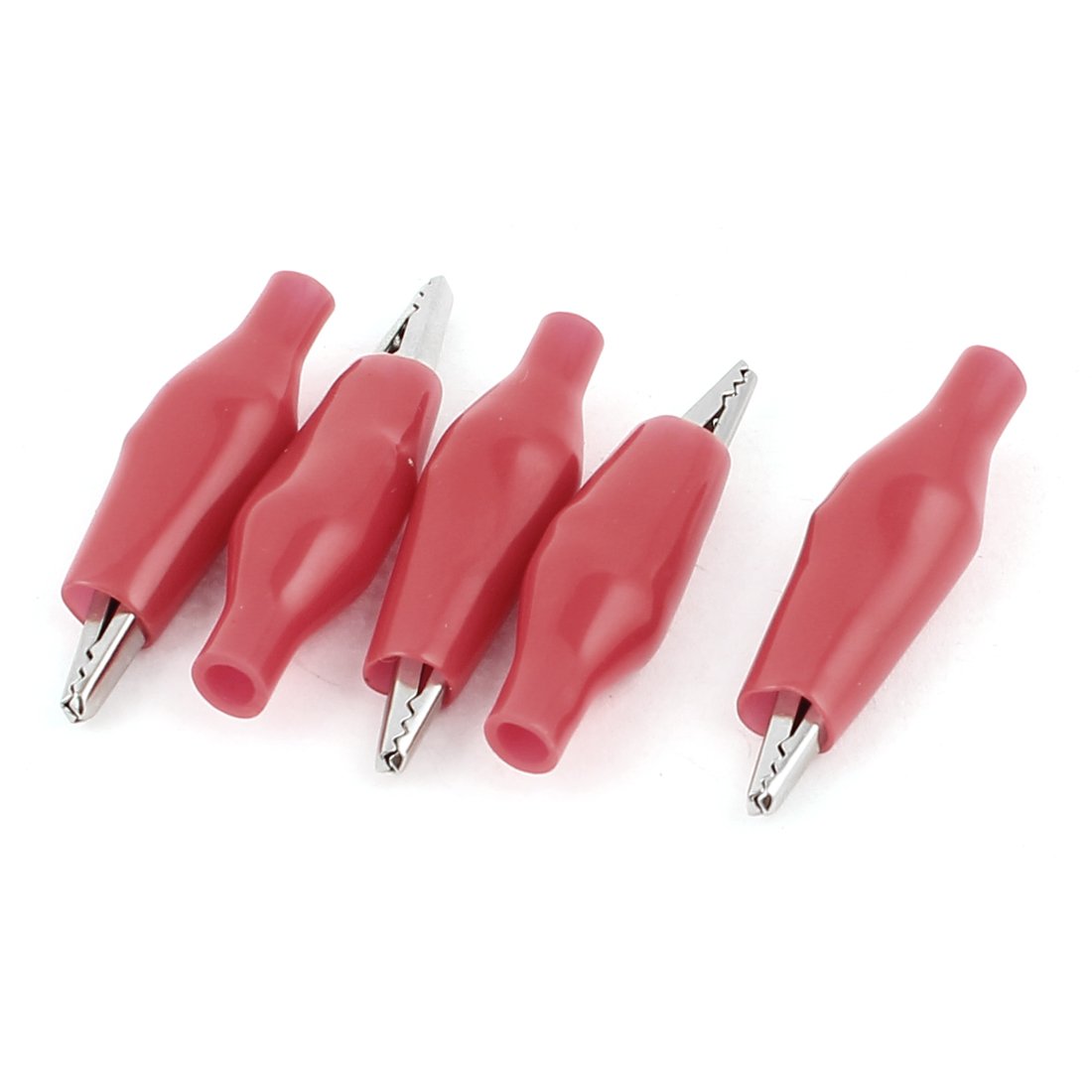 Aexit Plastic Metal Testers Testing Crocodile Alligator Test Clip 43mm Voltage Testers 5pcs Red
