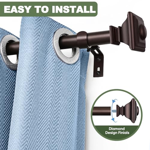 Briofox Bronze Curtain Rods For Windows 48 To 84 Inch Heavy Duty Adjustable Length 1 Inch Diameter Window Curtain Rods For Indoor Ourdoors With Classic Square Finials thumb #1
