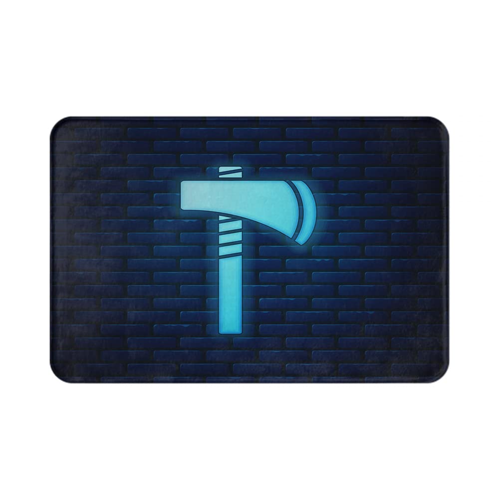 qutiantianBath Mat Glowing Neon Native American Axe on Brick Wall Quick Dry Bathroom Rugs Non Slip Absorbent Shower Rug Floor Mat for Bathroom, Bathtub,Sink,20x32 Inch