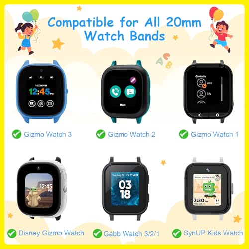 Mhunter DSN0605 Kids Cartoon Engraved Watch Band Compatible With Gizmo Watch 3 2 1/ Gabb Watch 3 2 1/ Syncup Watch, 20Mm Two-Tone Silicone Sport Hook Loop Replacement Smartwatch Strap For Boys Girls (Black+Orange) thumb #2