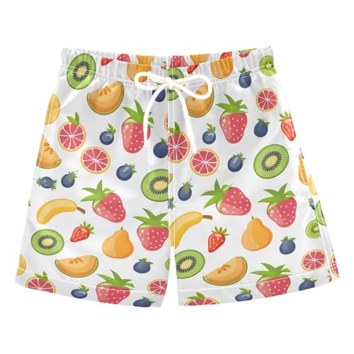 ALAZA Kiwi Fruit Strawberry Boys' Swim Trunks Beach Shorts Quick Dry Swimsuit 2T